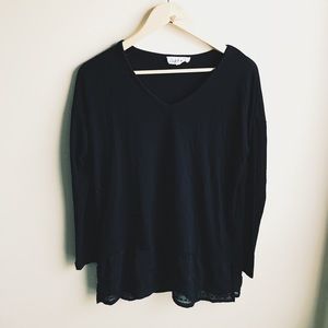 Cloud Chaser Black Long Sleeve Lace Trimmed Tunic